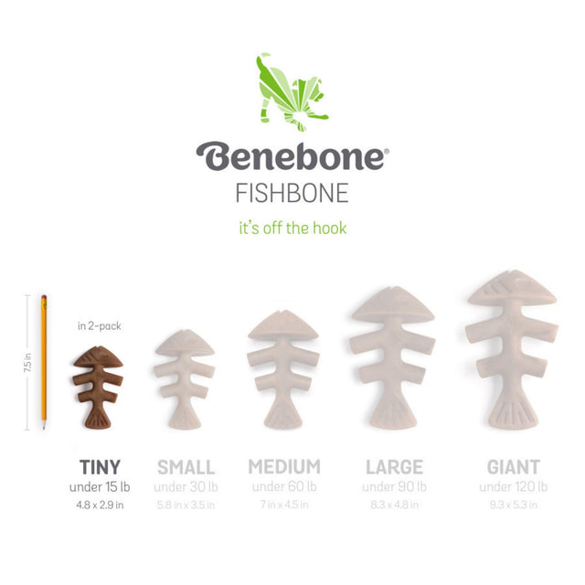 !Benebone Fishbone Dog Chew Toy Salmon, 1ea/XS|2 pk