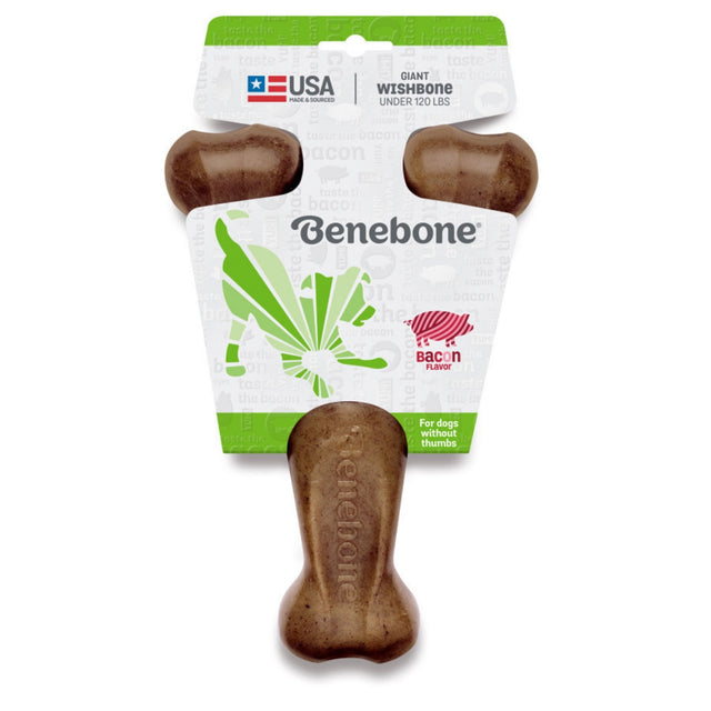 !Benebone Wishbone Durable Dog Chew Toy Bacon, 1ea/Giant